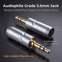 Prise mâle stéréo audiophile 3,5 mm, connecteur audio premium en cuivre pur plaqué rhodium pour mise à niveau de câble de casque professionnel