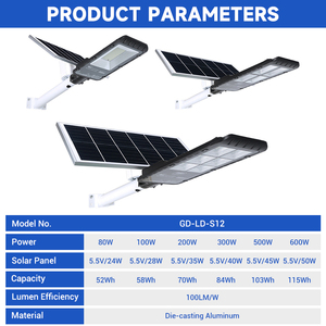 Lámpara Solar LED para Carretera de Alta Luminosidad para Exteriores, Impermeable IP67, de Aluminio Fundido a Presión, 80w 100w 200w 300w 500w 600w - Product Image 2