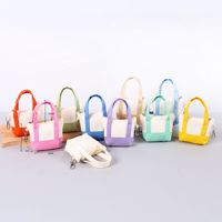 Tas Tote Mini Kanvas Lucu, Tas Tote Gantungan Kunci, Tas Tangan, Tas Makeup Kecil, Tas Lipstik, Dompet Koin, Tas Gantungan Kunci, Dompet