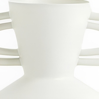 Vase en céramique blanc mat avec doubles poignées en boucle, vase sculptural abstrait moderne pour la décoration de table à la maison