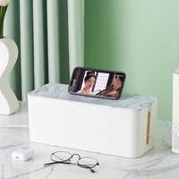 Boîte d'organisation de câble de style couvercle en bambou empilable blanc de 3 tailles pour bureau à domicile