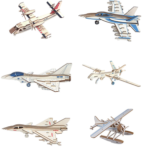 Atacado De Madeira Avião De Lutador Modelo Puzzle DIY <span class=keywords><strong>Aircraft</strong></span> 3D Jigsaw Crianças Brinquedos Presentes Artesanato - Product Image 2