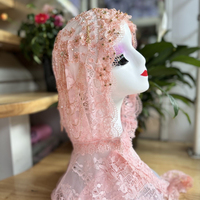 Hiyabs Musulmanes Negros y Grises con Cuentas, Pañuelo para la Cabeza, Estilo Ramadán, Kufi, Turbante Dubai, Gorro Islámico, Cubrecabeza para Oración, Elegante
