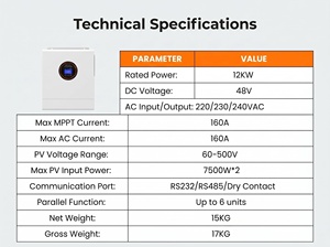 Inversor Híbrido Solar de 12KW Monofásico Fuera de Red DC48V 220/230/240VAC 6 Paralelos MPPT Comunicación BMS Control por WiFi y APP - Product Image 2