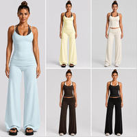 Ensemble de leggings évasés de sport pour femmes avec logo personnalisé, ensemble de vêtements de sport pour femmes, pantalon de yoga, ensemble de soutien-gorge de sport, ensemble de yoga color block pour grandes tailles