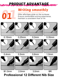 Haute qualité croquis Permanent Micro Fineliner couleur Finelin Liner <span class=keywords><strong>pointe</strong></span> supplémentaire <span class=keywords><strong>feutre</strong></span> ligne <span class=keywords><strong>Fine</strong></span> <span class=keywords><strong>noir</strong></span> mince marqueur stylo ensemble - Product Image 4