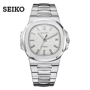 Montre mécanique de luxe pour hommes en acier inoxydable, mouvement NH35, cadran à aiguilles résistant à l'eau, 41 mm - Product Image 1