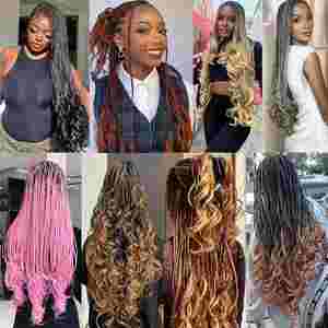 Cheveux synthétiques bouclés français pré-étirés, couleur ombrée, pour tresses, ondulés lâches, extensions capillaires pour femmes noires - Product Image 6