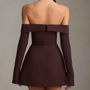 Vestido Elegante de Mujer, Corte en A, Nuevo Estilo, Ajustado, Manga Larga, Espalda Descubierta, Sin Tirantes, Tipo Traje, Mini Vestidos - Product Image 2