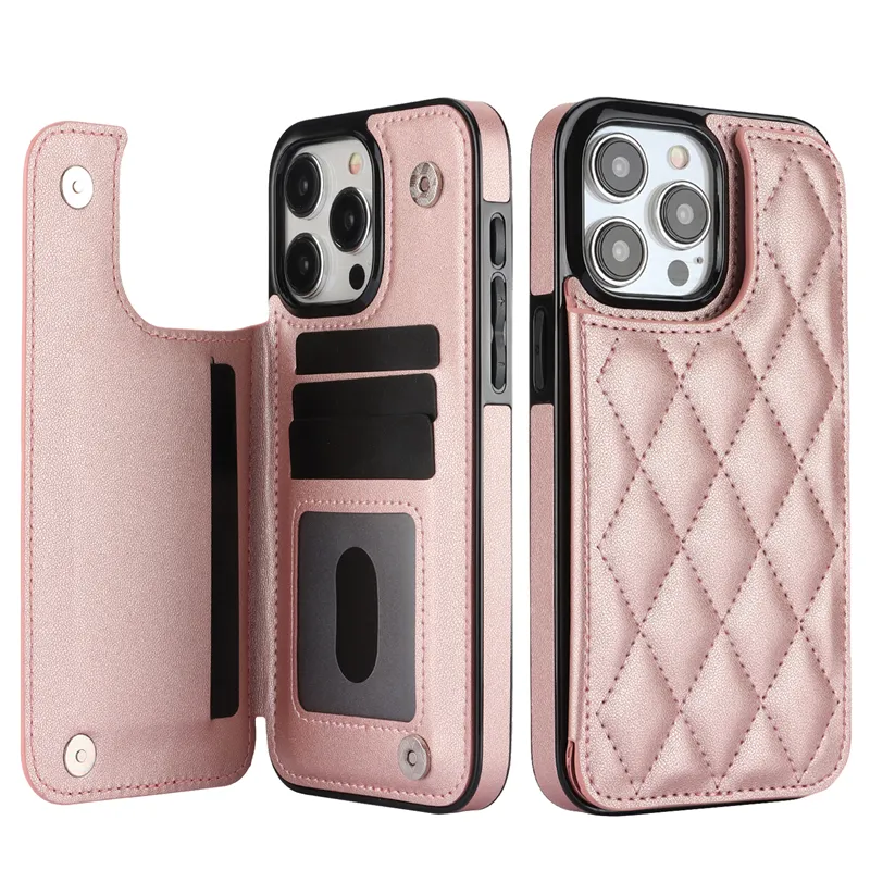 Para iPhone 15/14 pu cuero titular de la tarjeta de crédito caso cartera de negocios para iPhone 15 pro teléfono cartera caso