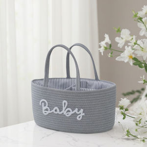 Modern Eco-Friendly Durable Safety 100% Cotton Rope <b>Woven</b> Oval Multifunction Mother Baby Detachable Inner Dry Wet Storage <b>Basket</b> - Product Image 5