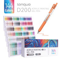 Ensemble de stylos gel en plastique pour dessin acrylique Languo New 144 couleurs, pointe 0,7 mm
