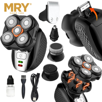 MRY Rasoir Électrique Rotatif 9D 5-en-1 avec Tête à Grille, Kit de Rasage Multifonction pour Hommes Chauves