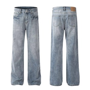 Jean en denim <span class=keywords><strong>bleu</strong></span> délavé style rétro américain, décontracté et tendance, pour homme, idéal pour les soirées - Product Image 1
