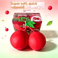 Jouet Squishy Géant Double Cerise, Jouet Anti-Stress à Remontée Lente en Forme de Fruit, Coffret Cadeau Doux