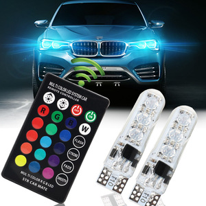 Éclairage LED de plaque d'immatriculation T10 RGB à sept couleurs en silicone, petit éclairage clignotant pour moto, fourni par l'usine - Product Image 5
