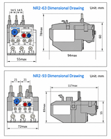 Penjualan Panas CHINT NR2 Seri 0.1-93A Relay Thermal Overload Relay Proteksi Motor untuk Kontrol Motor Kontaktor