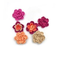 Appliques de fleurs au crochet faites à la main, patchs de fleurs en raphia tissé pour l'artisanat et la décoration, projets DIY