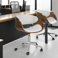 Chaise de bureau moderne de haute qualité pour salles de réunion contreplaqué de bois courbé en cuir avec pivot en fer et mobilier pour visiteurs