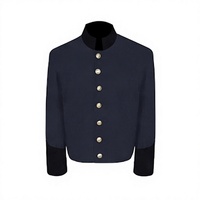 Veste d'hiver pour homme 100% laine à col montant, imperméable et coupe-vent, style vintage pour reconstitution historique d'uniformes