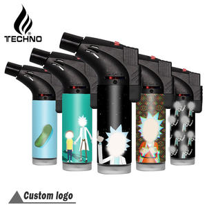TECHNO OEM ODM 2023 Nouveau Design Logo Personnalisé Flamme Bleue Creative Coupe-Vent Jet Slant Torche Briquet pour Cigarette - Product Image 1