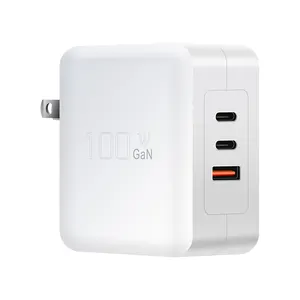 100W USB C Charger 3 Port Travel Charger GaN Fast International Charger with US UK EU Plug USB C Power Adapter