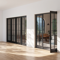 Puertas Francesas de Aluminio y Vidrio Personalizadas para Exterior e Interior, Puerta Doble de Entrada Insonorizada Negra para Casa