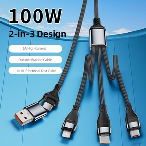 नई उन्नत 6a नायलॉन ब्रेएडेड 100w केबल <span class=keywords><strong>2</strong></span> में <span class=keywords><strong>3</strong></span> फास्ट चार्जिंग डेटा केबल हाई पावर चार्जर <span class=keywords><strong>2</strong></span> में <span class=keywords><strong>3</strong></span> फास्ट चार्जिंग केबल - Product Image 2
