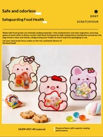 Sachets de friandises Kawaii en forme de lapin, cochon et chat, avec fenêtre transparente refermable à trois soudures latérales, pour biscuits, gâteaux et bonbons
