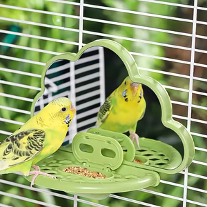 Hot Sale Parrot Mirror Stand with Food Box Plastic <strong>Bird</strong> Perch Toy for Budgie Parakeet Lovebird African Grey Macaw Roosteratiels - Product Image 6