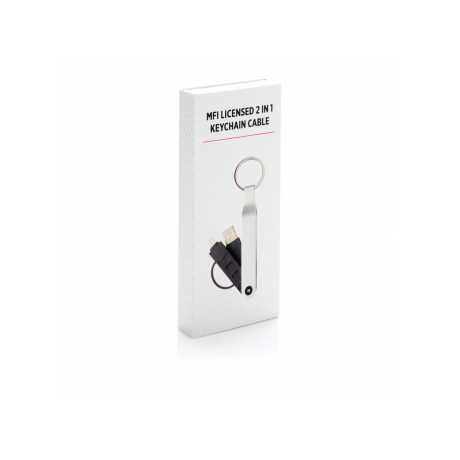 MFi Certified 2-in-1 Cable Keyring 3A Fast Charging 3-in-1 Pure Copper Ports Micro Type-C Type-C Includes Micro-USB for iPhone