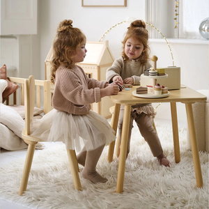 Ensemble table <span class=keywords><strong>et</strong></span> chaise d'étude pour enfants avec oreilles de lapin, bureau en <span class=keywords><strong>bois</strong></span> pour enfants avec 2 chaises pour tout-petits - Product Image 5