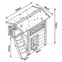 Maison pour chat d'extérieur en bois imperméable à deux niveaux avec balcon et échelle, vente en gros