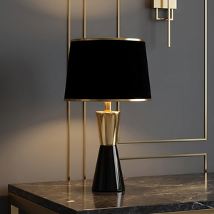 <strong>Modern</strong> Luxury Black Gold Metal Table <strong>Lamp</strong> Nordic <strong>Bedside</strong> <strong>Lamp</strong> with White Fabric Shade for Bedroom Living Room Hotel Home Decor - Product Image 2