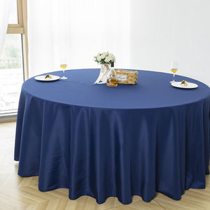 Housse de table ronde en polyester tissé extensible anti-taches de qualité supérieure de 120 pouces, taille et couleur personnalisables, lavable, utilisation hôtelière - Product Image 1