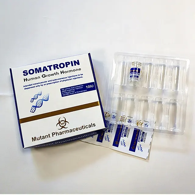 กล่องบรรจุภัณฑ์ Somatropina พร้อมถาดพลาสติกแทรกผลิต HXM ปรับแต่ง2Ml X 10iu Vial H-G-H