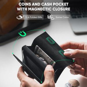 TILONSTAR TVC520 Multifunctional Men's Coin Pocket Pop Up Wallet Three Fold Leather RFID Card Holder for Air tag Holder - Product Image 5