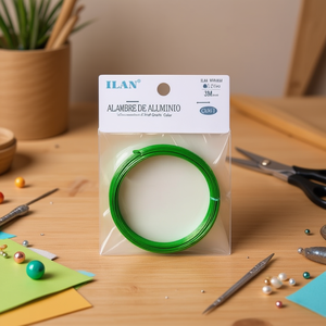 Alambre de Aluminio Ilan de 1.5 mm, 3 m, Color Verde para Manualidades - Product Image 3