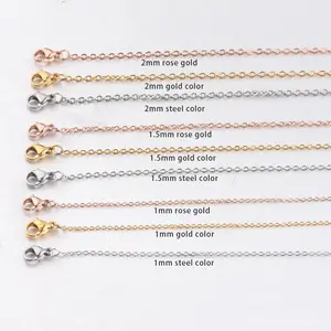 Hypoallergenic Tiny Fine Rolo Chain Stainless Steel Bulk Jewelry 1mm/1.5mm/2.0mm Gold O DIY necklace Chain Jewellery