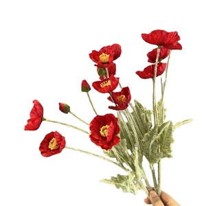 <span class=keywords><strong>Fleurs</strong></span> artificielles de pavot en flocage, style pastoral, pour décoration intérieure, mariage, extérieur et accessoires de photographie - Product Image 5