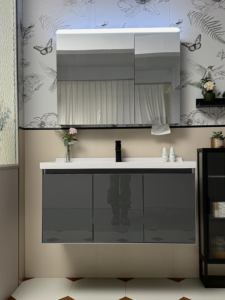 Modern Wall-Mounted Bathroom Vanity with <b>Smart</b> <b>Mirror</b> & Ceramic Basin, Waterproof Plywood, Eco-Friendly - Product Image 2