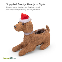 Pot de fleurs autoportant en fibre de coco artisanale pour chien, décoration de jardin légère pour Noël