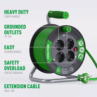 Enrouleur de câble Pheiyon GS certifié CE 4 voies IP20 IP44 15M 16A Type F Schuko Tambour de câble industriel Vente en gros B2B OEM ODM