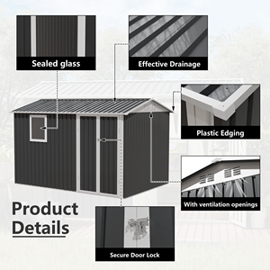 <span class=keywords><strong>Abri</strong></span> de <span class=keywords><strong>jardin</strong></span> métallique 9x6 pieds pour patio, cour arrière, rangement d'outils, avec une fenêtre - Product Image 6