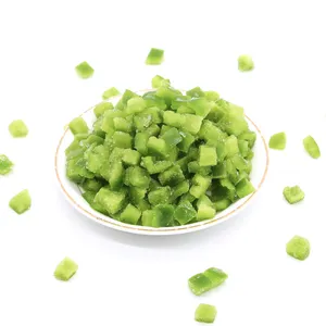 Iqf-verduras orgánicas en cubitos, precio de exportación congelada con pimienta verde, entrega rápida, 10x10mm