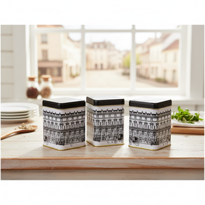 75 x 75 x 100 mm Square Metal Tin <b>Box</b> Set (Set of 3) <b>vintage</b> cityscapes illustration City Design - Product Image 3