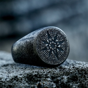Hot Selling Products Stainless Steel <b>Men</b> <b>Ring</b> 18k Gold Plated Compass Finger <b>Ring</b> - Product Image 2