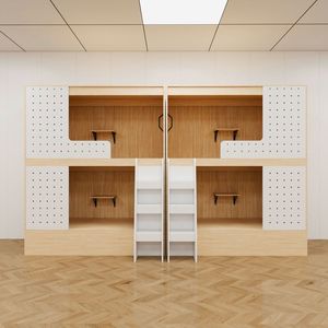 Meilleures ventes : Lit superposé capsule spacieux en bois, moderne, tout inclus, pour auberge de jeunesse et dortoir scolaire - Product Image 2