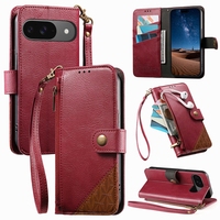 Casing Kulit Lipat dengan Resleting dan Tali untuk Google Pixel 9A/10A/9 Pro/10 Pro XL