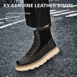 Botas de Hombre en Stock, Hechas a Mano, con Cordones, de Cuero Genuino, Altura al Tobillo, Plantilla de Goma, para Invierno, Otoño y Verano - Product Image 4